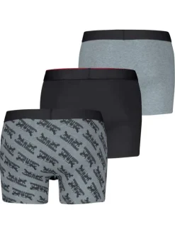 Lot de 3 boxers courts gris et noir en coton avec ceinture élastiquée