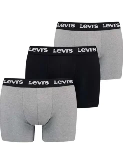 Lot de 3 boxers courts noir et gris en coton avec ceinture élastiquée