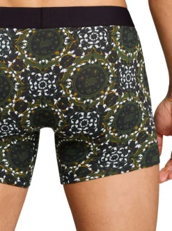 Lot de 2 boxers courts noir et vert en coton avec ceinture élastiquée