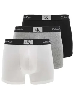 Lot de 3 boxers en coton blancs, gris et noirs avec logo blanc et coupe ajustée