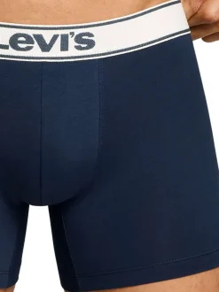 Lot de 3 boxers en coton bleus et blancs unis avec logo imprimé