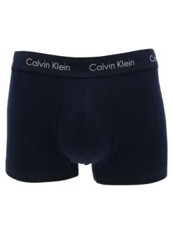 Lot de 3 Boxers en coton bleus unis avec taille élastiquées ton sur ton