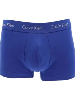 Lot de 3 Boxers en coton bleus unis avec taille élastiquées ton sur ton