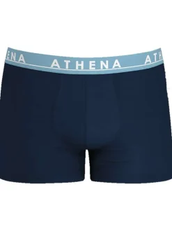 Lot de 3 boxers en coton bleus unis avec une coupe fermée et une taille élastiquée