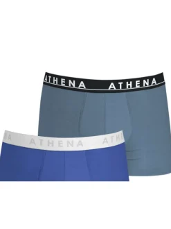Lot de 3 boxers en coton bleus unis avec une coupe fermée et une taille élastiquée
