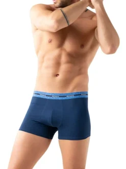 Lot de 3 boxers en coton bleus unis avec une taille élastiquée