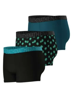 Lot de 3 boxers en coton bleus unis et imprimés et à taille élastiquée brodée