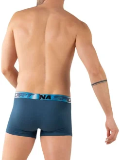 Lot de 3 boxers en coton bleus unis pourvus d'une taille élastiquée