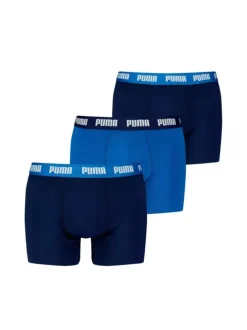 Lot de 3 boxers en coton bleu uni avec une coupe fermée