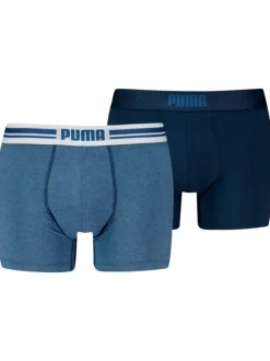 Lot de 2 boxers en coton bleu unis avec ceintures différentes et logo