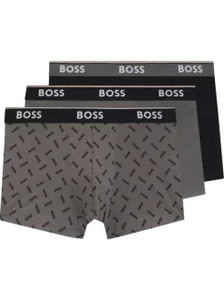 Lot de 3 boxers en coton gris unis et imprimé avec taille élastiquée
