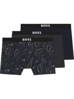 Lot de 3 boxers en coton marine avec une taille élastiquée