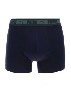 Lot de 2 boxers en coton marine et verts avec logo imprimé à la taille