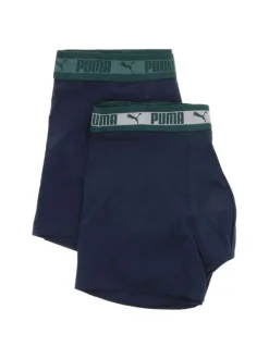 Lot de 2 boxers en coton marine et verts avec logo imprimé à la taille