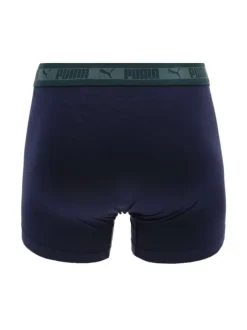 Lot de 2 boxers en coton marine et verts avec logo imprimé à la taille