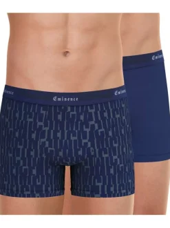 Lot de 2 Boxers en coton marine à imprimé et une coupe fermée