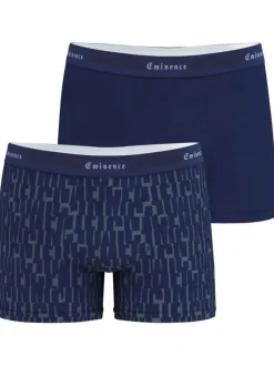 Lot de 2 Boxers en coton marine à imprimé et une coupe fermée