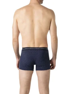 Lot de 3 boxers en coton marine à motifs pourvus d'une taille élastiquée