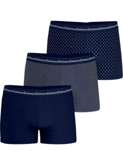 Lot de 3 boxers en coton marine à motifs pourvus d'une taille élastiquée