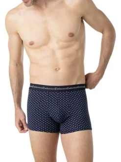 Lot de 3 boxers en coton marine à motifs pourvus d'une taille élastiquée