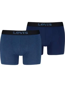 Lot de 2 boxers en coton marine pourvus de ceintures élastiquées