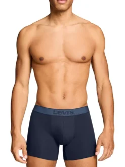 Lot de 2 boxers en coton marine pourvus de ceintures élastiquées