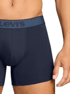 Lot de 2 boxers en coton marine pourvus de ceintures élastiquées