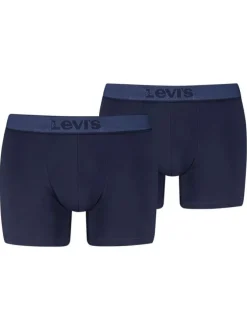 Lot de 2 boxers en coton marine pourvus de ceintures élastiquées