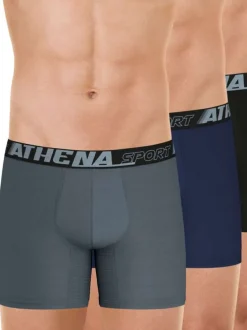 Lot de 3 boxers en coton mélangé multicolores unis avec une taille élastiquée