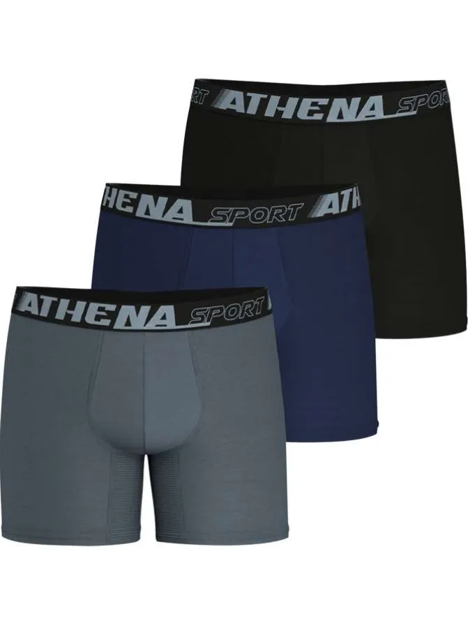 Lot de 3 boxers en coton mélangé multicolores unis avec une taille élastiquée