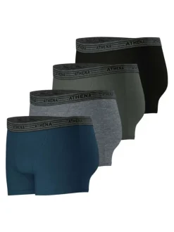 Lot de 4 boxers en coton multicolore chiné à coupe fermée et taille élastiquée