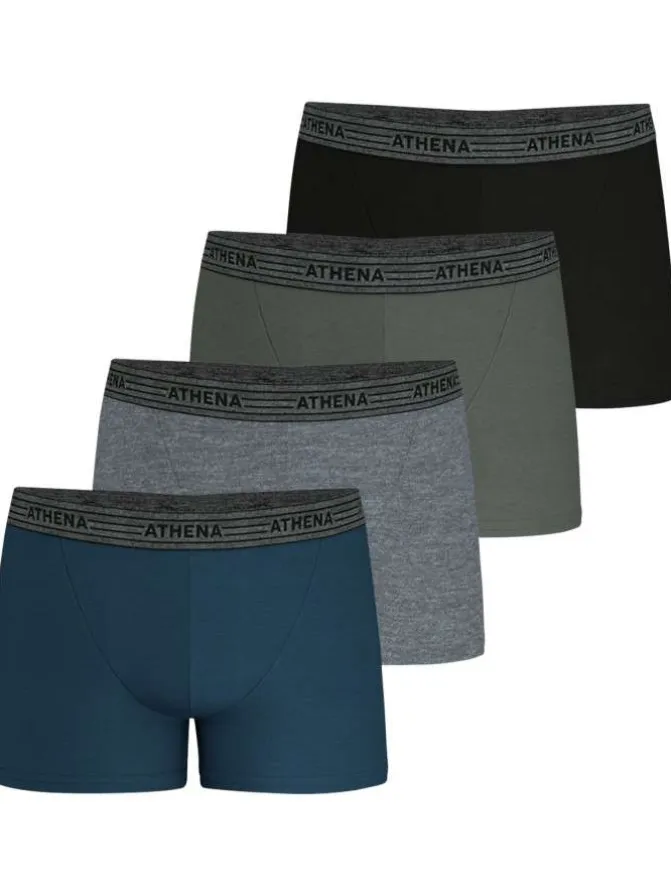 Lot de 4 boxers en coton multicolore chiné à coupe fermée et taille élastiquée