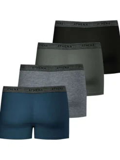 Lot de 4 boxers en coton multicolore chiné à coupe fermée et taille élastiquée