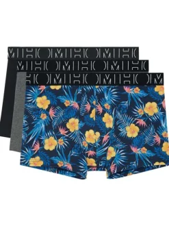 Lot de 3 Boxers en coton multicolore fleuri avec une coupe fermée