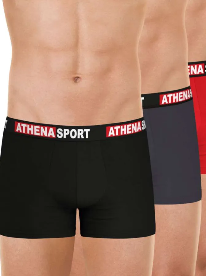 Lot de 3 boxers en coton multicolores unis avec le nom de la marque imprimé