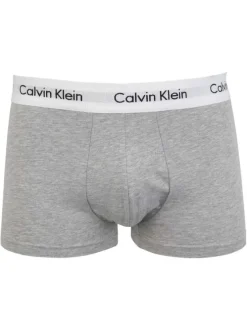 Lot de 3 Boxers en coton multicolores unis avec taille élastiquée et marque