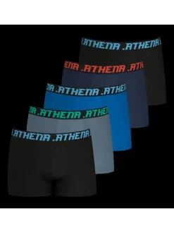 Lot de 5 boxers en coton multicolores unis avec une coupe fermée