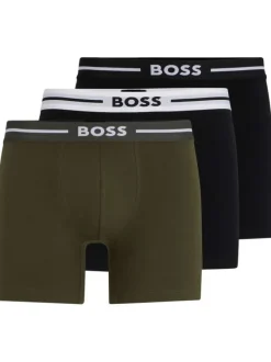 Lot de 3 Boxers en coton multicolores unis avec une coupe fermée