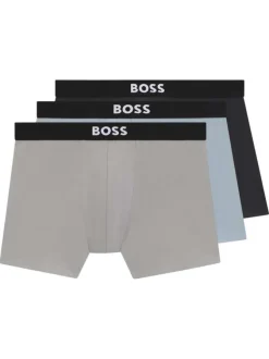 Lot de 3 boxers en coton multicolores unis avec une coupe longue