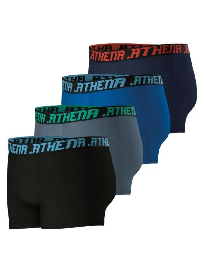 Lot de 4 boxers en coton multicolores unis à coupe fermée et taille élastiquée