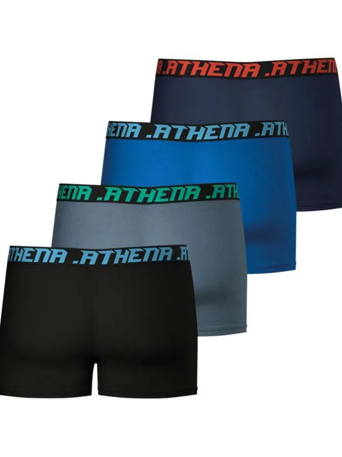 Lot de 4 boxers en coton multicolores unis à coupe fermée et taille élastiquée