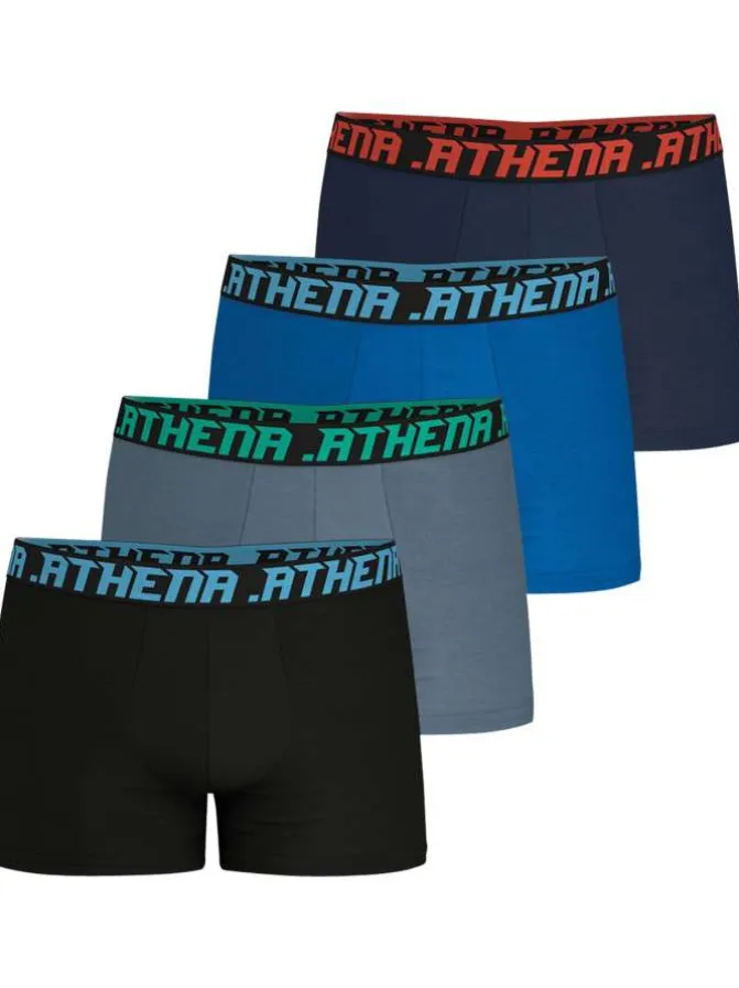 Lot de 4 boxers en coton multicolores unis à coupe fermée et taille élastiquée