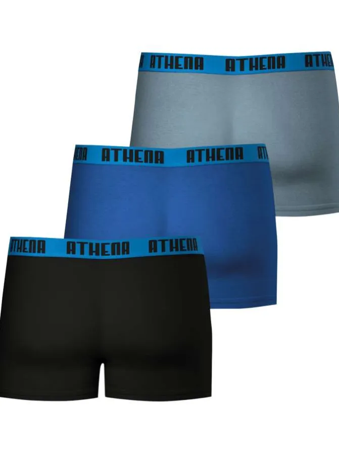Lot de 3 boxers en coton multicolores unis à coupe fermée et taille élastiquée
