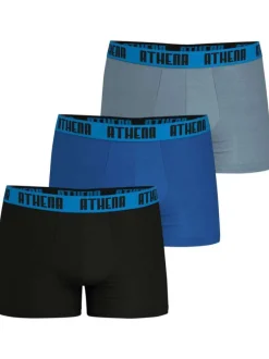 Lot de 3 boxers en coton multicolores unis à coupe fermée et taille élastiquée
