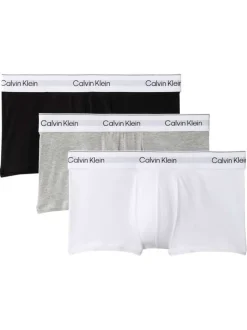 Lot de 3 boxers en coton multicolores unis courts avec le nom de la marque