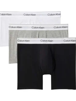 Lot de 3 boxers en coton multicolores unis longs avec le nom de la marque