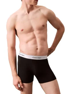 Lot de 3 boxers en coton multicolores unis longs avec le nom de la marque