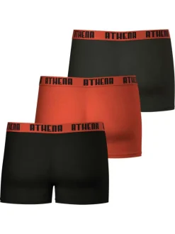 Lot de 3 boxers en coton multicolores unis pourvus d'une taille élastiquée