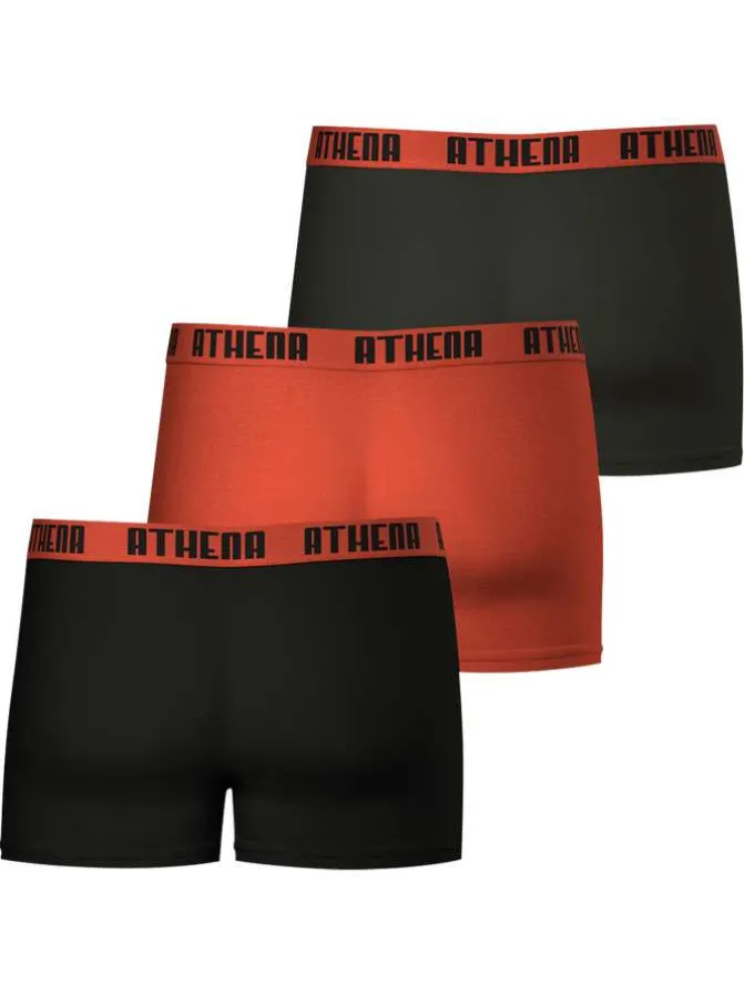 Lot de 3 boxers en coton multicolores unis pourvus d'une taille élastiquée