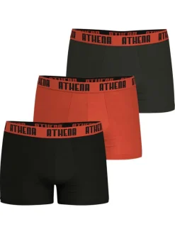Lot de 3 boxers en coton multicolores unis pourvus d'une taille élastiquée